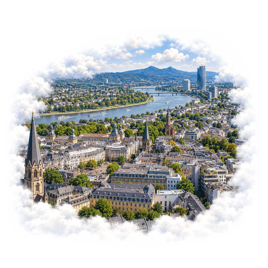 Bonn Luftaufnahme Innenstadt Rhein