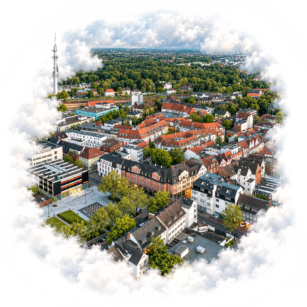 G&uuml;tersloh Luftaufnahme Innenstadt