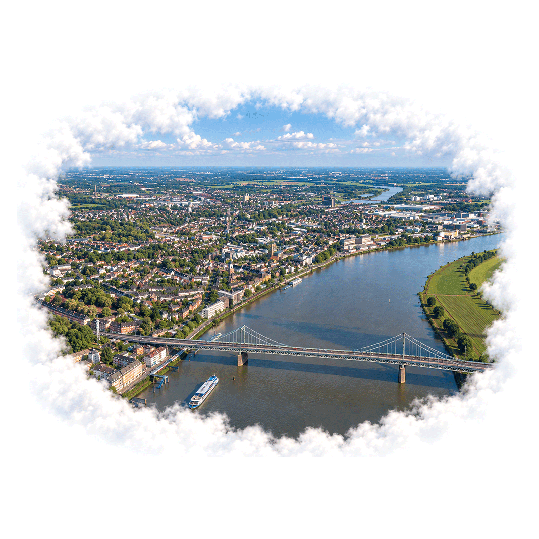 Krefeld Luftaufnahme Rheinbr&uuml;cke