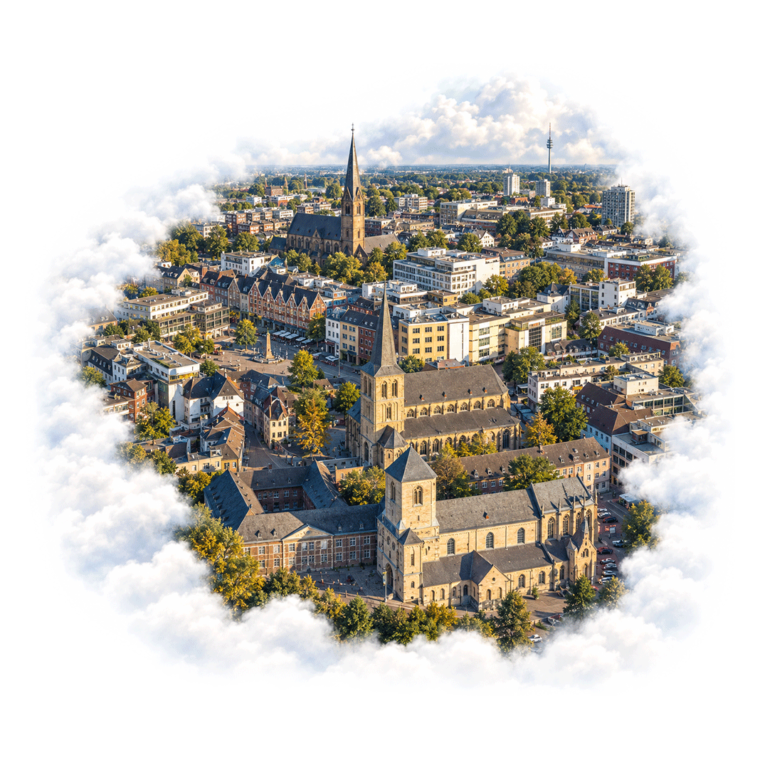 M&ouml;nchengladbach Luftaufnahme DomSt.Vitus M&ouml;nchengladbach Rathaus Stadtkirche AlterMarkt Niederrhein